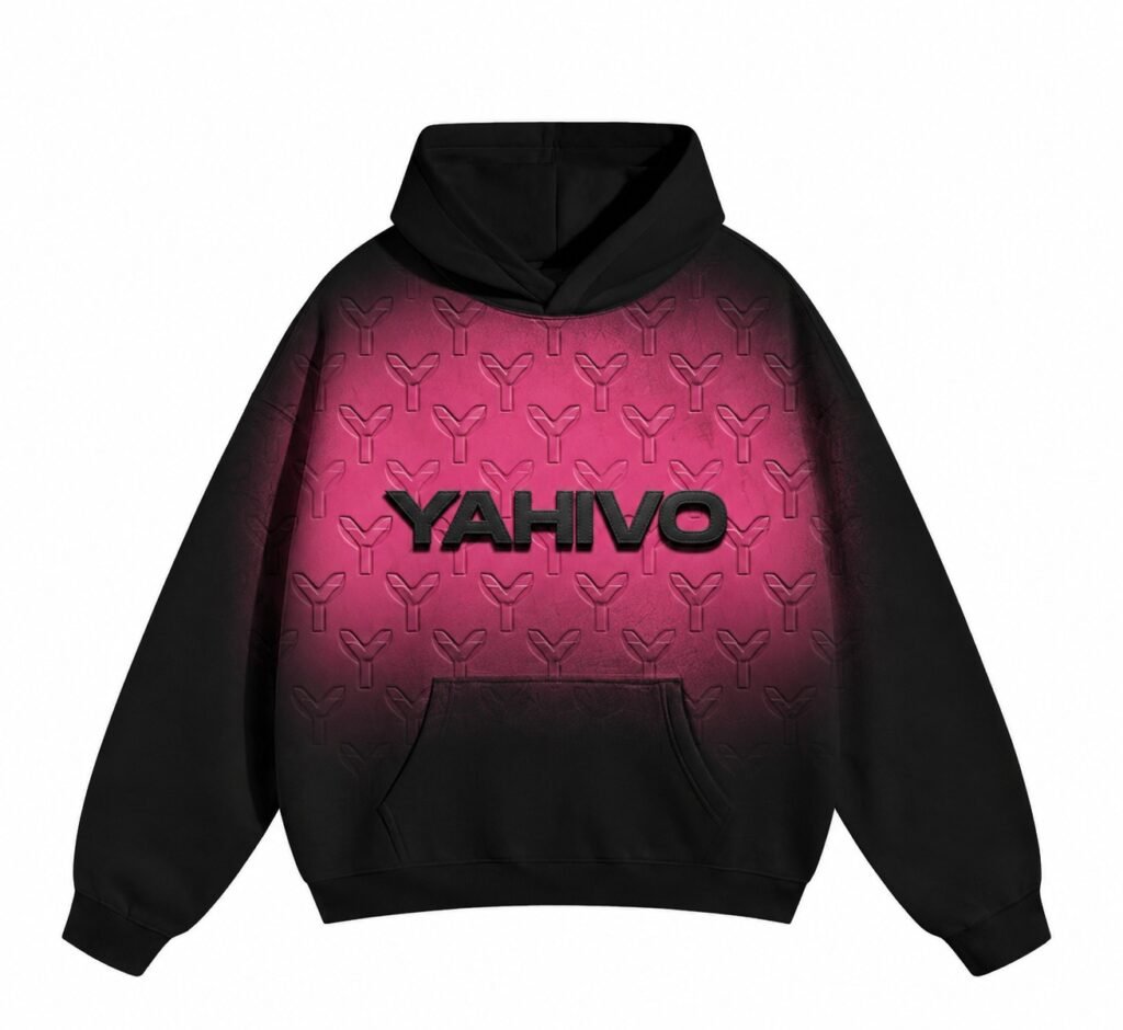 YAHIVO pink gradient logo hoodie