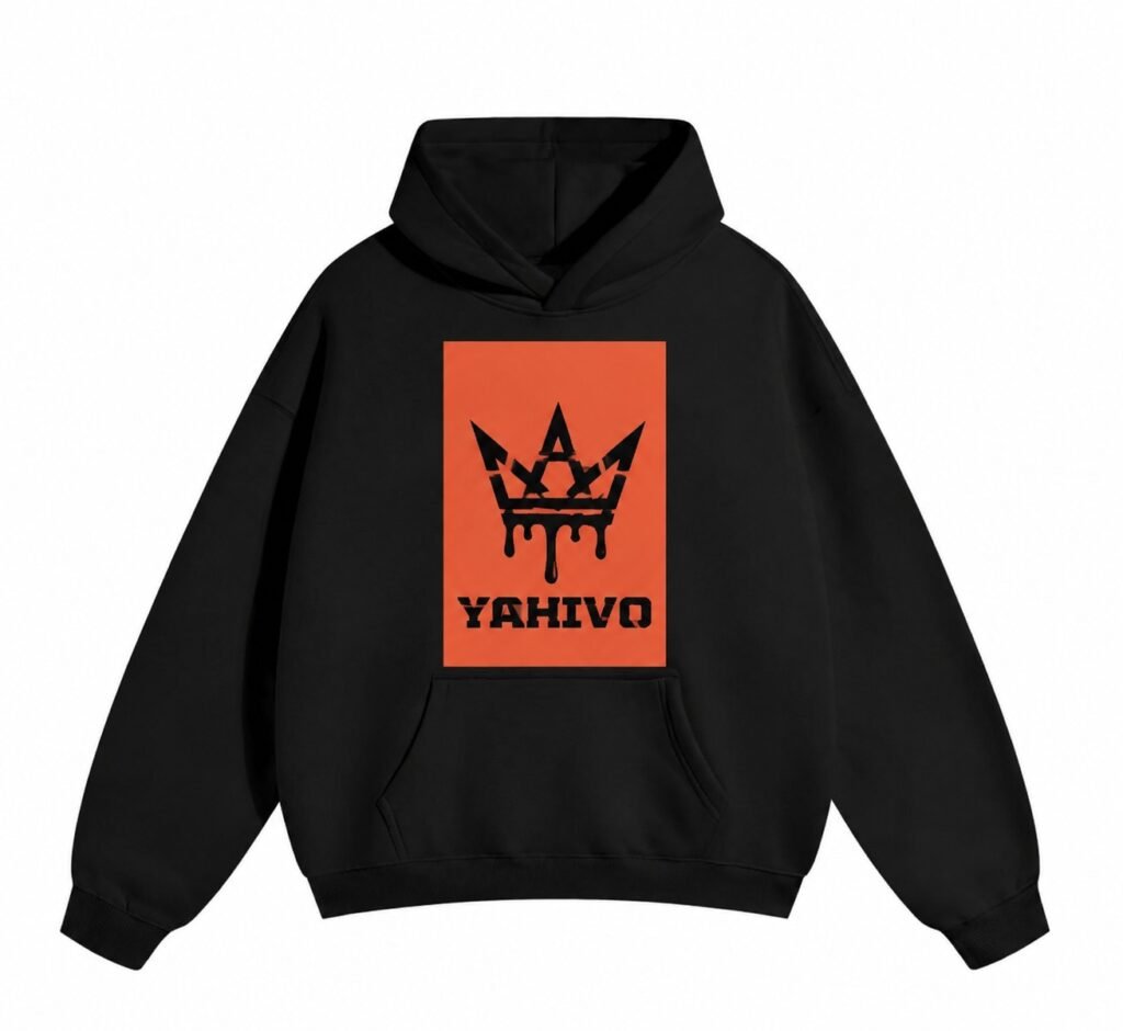 YAHIVO crown logo black hoodie